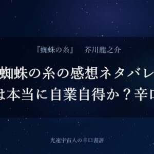 蜘蛛の糸の感想ネタバレ｜陀多は本当に自業自得か？辛口書評