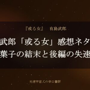 有島武郎「或る女」感想ネタバレ｜葉子の結末と後編の失速