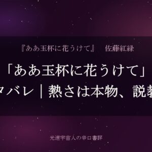 「ああ玉杯に花うけて」感想ネタバレ｜熱さは本物、説教は過剰